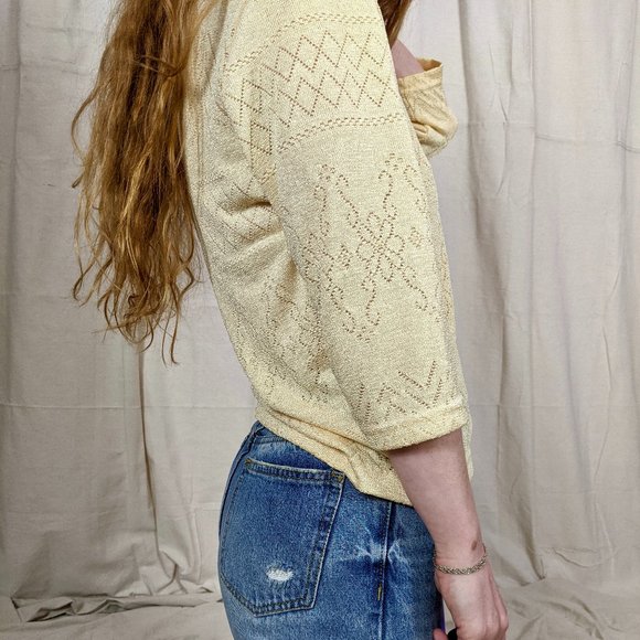 Vintage Y.K Button Cardigan in Pastel Yellow - Picture 3 of 8